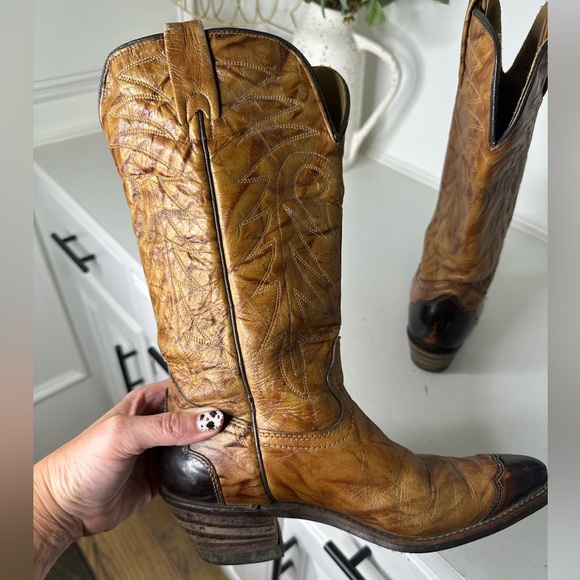 Vintage Texas Country Western Boots | Two-Tone Brown Leather | Women’s Size 6 - Picture 9 of 11
